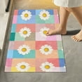 thumbnail image 1 of Yayeee Bath Rug for Bathroom Floor Non Slip Rectangle Fluffy Soft Absorbent Mat, 16"x24", Pink Checkered Daisy, 1 of 7