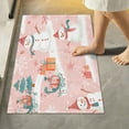 thumbnail image 1 of Yayeee Bath Rug for Bathroom Floor Non Slip Rectangle Fluffy Soft Absorbent Mat, 16"x24", Pink Christmas Snowman, 1 of 7