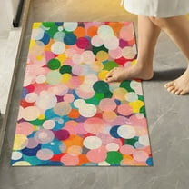 Yayeee Bath Rug for Bathroom Floor Non Slip Rectangle Fluffy Soft Absorbent Mat, 16"x24", Pink Colorful Circles