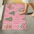 thumbnail image 1 of Yayeee Bath Rug for Bathroom Floor Non Slip Rectangle Fluffy Soft Absorbent Mat, 16"x24", Pink Gingerbread House, 1 of 7