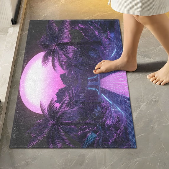 Yayeee Bath Rug for Bathroom Floor Non Slip Rectangle Fluffy Soft Absorbent Mat, 16"x24", Pink Road