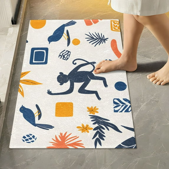 Yayeee Bath Rug for Bathroom Floor Non Slip Rectangle Fluffy Soft Absorbent Mat, 16"x24", Playful Forest