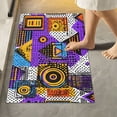 thumbnail image 1 of Yayeee Bath Rug for Bathroom Floor Non Slip Rectangle Fluffy Soft Absorbent Mat, 16"x24", Purple Simple Triangles, 1 of 7