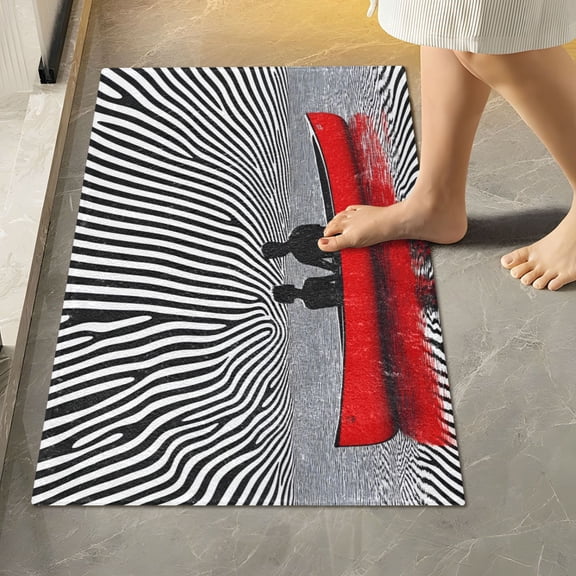 Yayeee Bath Rug for Bathroom Floor Non Slip Rectangle Fluffy Soft Absorbent Mat, 16"x24", Red Boat