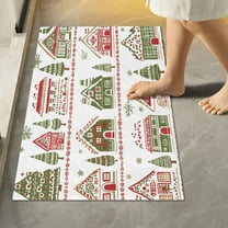Yayeee Bath Rug for Bathroom Floor Non Slip Rectangle Fluffy Soft Absorbent Mat, 16"x24", Red Christmas House