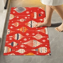 Yayeee Bath Rug for Bathroom Floor Non Slip Rectangle Fluffy Soft Absorbent Mat, 16"x24", Red Christmas Ornaments Pattern