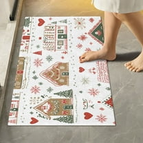 Yayeee Bath Rug for Bathroom Floor Non Slip Rectangle Fluffy Soft Absorbent Mat, 16"x24", Red Nordic Christmas House