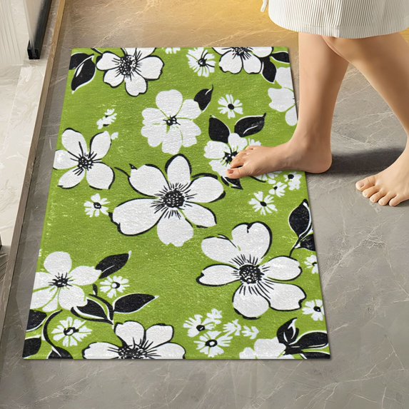 Yayeee Bath Rug for Bathroom Floor Non Slip Rectangle Fluffy Soft Absorbent Mat, 16"x24", Retro Floral