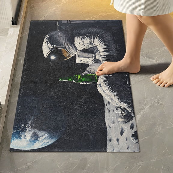 Yayeee Bath Rug for Bathroom Floor Non Slip Rectangle Fluffy Soft Absorbent Mat, 16"x24", Sitting on The Moon