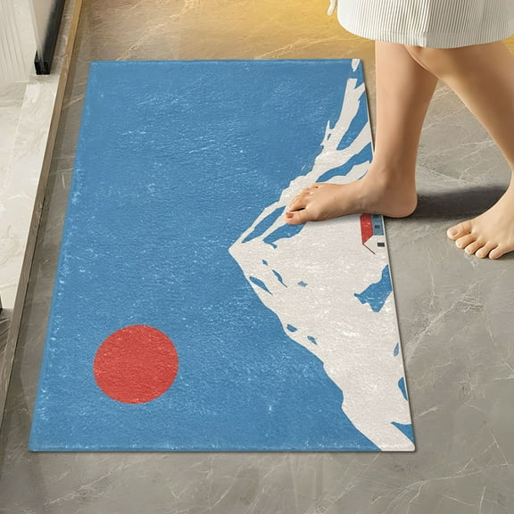 Yayeee Bath Rug for Bathroom Floor Non Slip Rectangle Fluffy Soft Absorbent Mat, 16"x24", Snow Mountain