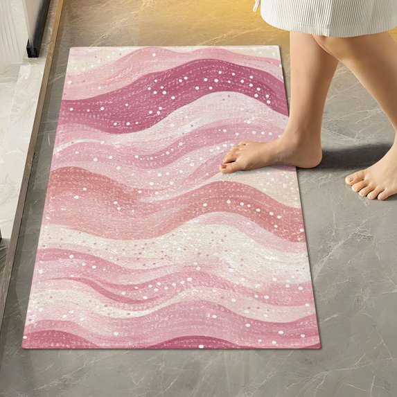 Yayeee Bath Rug for Bathroom Floor Non Slip Rectangle Fluffy Soft Absorbent Mat, 16"x24", Soft Brown Pattern