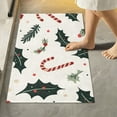 thumbnail image 1 of Yayeee Bath Rug for Bathroom Floor Non Slip Rectangle Fluffy Soft Absorbent Mat, 16"x24", White Christmas Holly, 1 of 7