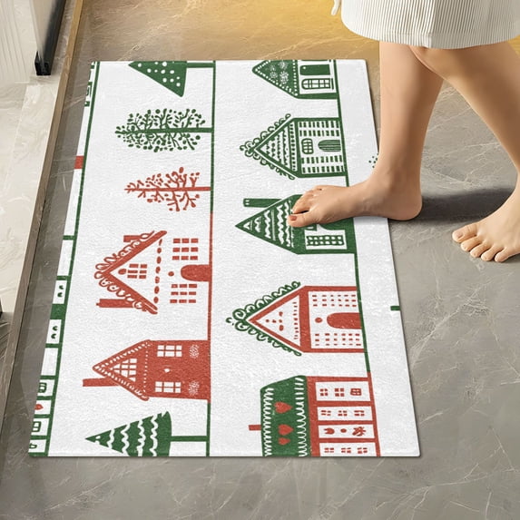 Yayeee Bath Rug for Bathroom Floor Non Slip Rectangle Fluffy Soft Absorbent Mat, 16"x24", White Christmas House