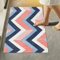 Yayeee Bath Rug for Bathroom Floor Non Slip Rectangle Fluffy Soft Absorbent Mat, 16"x24", White Geometric