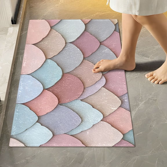 Yayeee Bath Rugs for Bathroom Floor Set of 2 Non Slip Fluffy Soft Absorbent Mat, Art Pattern