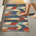 thumbnail image 1 of Yayeee Bath Rugs for Bathroom Floor Set of 2 Non Slip Fluffy Soft Absorbent Mat, Beige Geometric, 1 of 7
