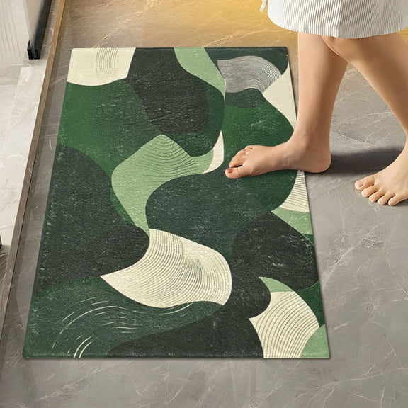 Yayeee Bath Rugs for Bathroom Floor Set of 2 Non Slip Fluffy Soft Absorbent Mat, Black Abstract