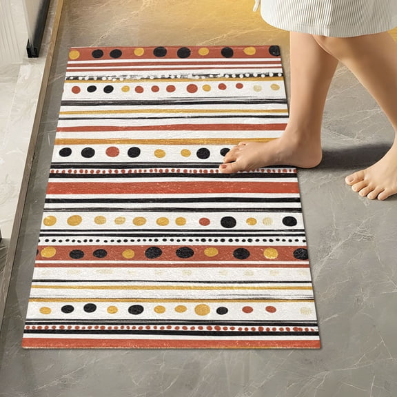 Yayeee Bath Rugs for Bathroom Floor Set of 2 Non Slip Fluffy Soft Absorbent Mat, Brown Abstract Dots