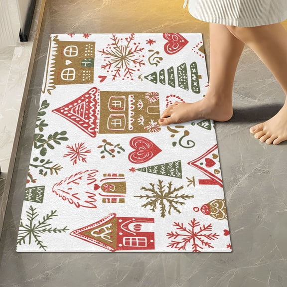 Yayeee Bath Rugs for Bathroom Floor Set of 2 Non Slip Fluffy Soft Absorbent Mat, Brown Nordic Christmas House