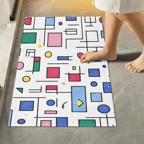 Yayeee Bath Rugs for Bathroom Floor Set of 2 Non Slip Fluffy Soft Absorbent Mat, Colorful Cartoon Graphic