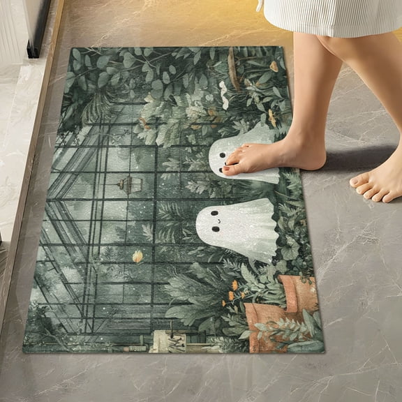 Yayeee Bath Rugs for Bathroom Floor Set of 2 Non Slip Fluffy Soft Absorbent Mat, Cute Ghosts Playing