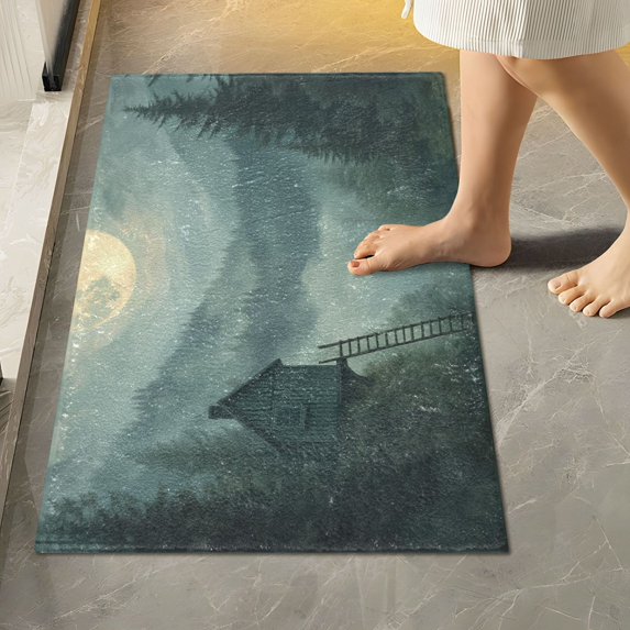 Yayeee Bath Rugs for Bathroom Floor Set of 2 Non Slip Fluffy Soft Absorbent Mat, Forest House