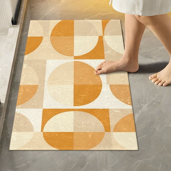 Yayeee Bath Rugs for Bathroom Floor Set of 2 Non Slip Fluffy Soft Absorbent Mat, Geometric Circles