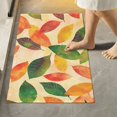 thumbnail image 1 of Yayeee Bath Rugs for Bathroom Floor Set of 2 Non Slip Fluffy Soft Absorbent Mat, Green Retro Autumn Leaves, 1 of 7