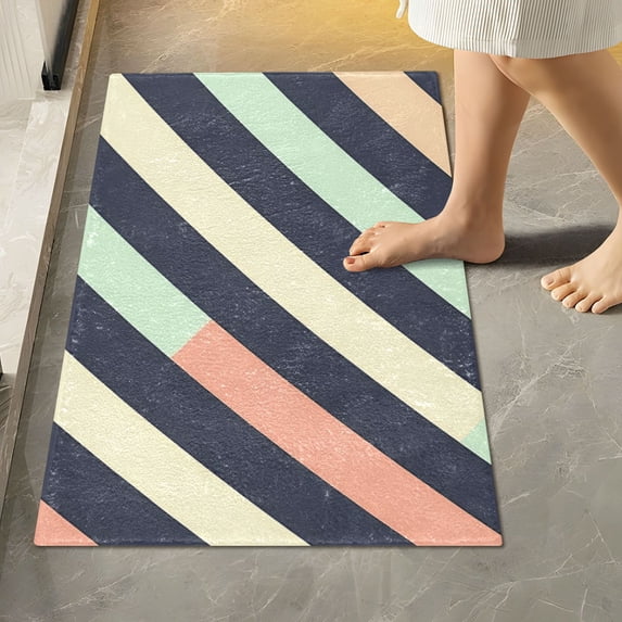Yayeee Bath Rugs for Bathroom Floor Set of 2 Non Slip Fluffy Soft Absorbent Mat, Isometric Green