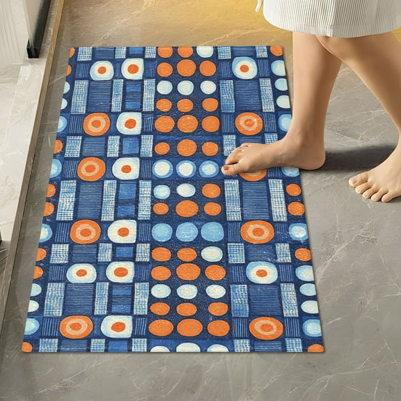Yayeee Bath Rugs for Bathroom Floor Set of 2 Non Slip Fluffy Soft Absorbent Mat, Modern Color Circle
