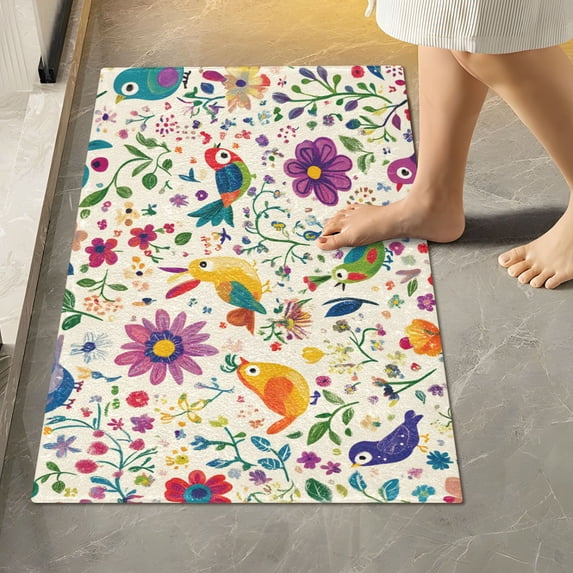 Yayeee Bath Rugs for Bathroom Floor Set of 2 Non Slip Fluffy Soft Absorbent Mat, Purple Cartoon Animals