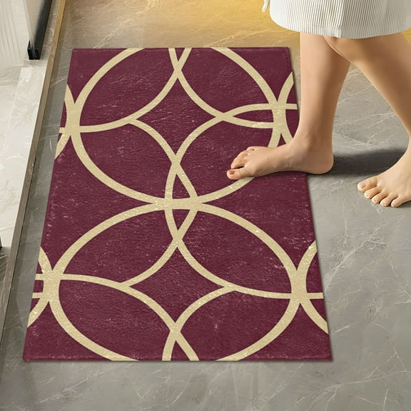Yayeee Bath Rugs for Bathroom Floor Set of 2 Non Slip Fluffy Soft Absorbent Mat, Red Circles