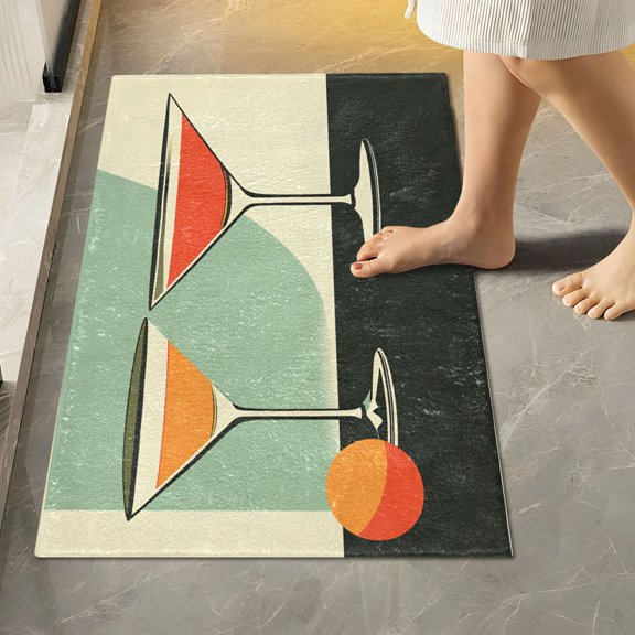 Yayeee Bath Rugs for Bathroom Floor Set of 2 Non Slip Fluffy Soft Absorbent Mat, Red Glasses