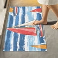 thumbnail image 1 of Yayeee Bath Rugs for Bathroom Floor Set of 2 Non Slip Fluffy Soft Absorbent Mat, Red Sailboats, 1 of 7