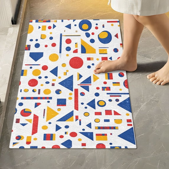 Yayeee Bath Rugs for Bathroom Floor Set of 2 Non Slip Fluffy Soft Absorbent Mat, Simple Shapes