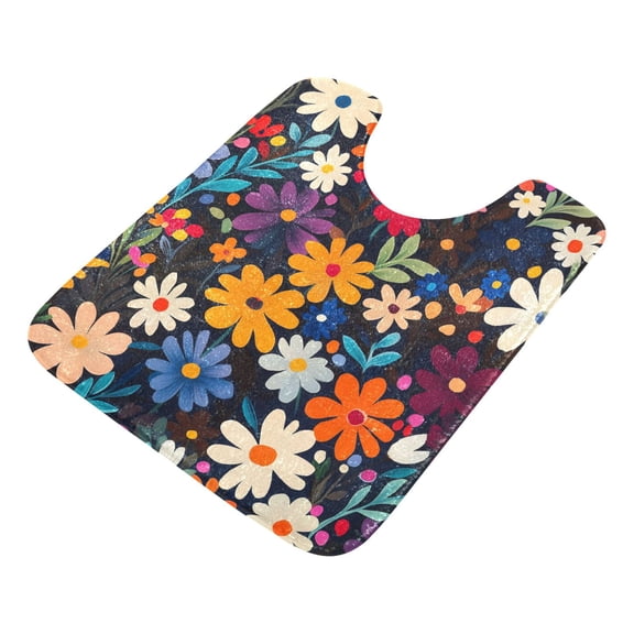 Yayeee Bath Rugs for Bathroom Floor Non Slip Non Skid Contour Soft Absorbent Bright Colorful flowers Pattern Machine Washable Mat