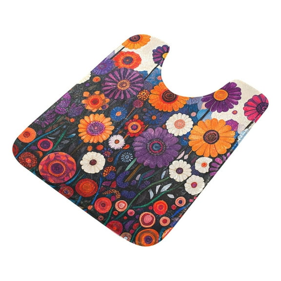 Yayeee Bath Rugs for Bathroom Floor Non Slip Non Skid Contour Soft Absorbent Purple Flowers Machine Washable Mat