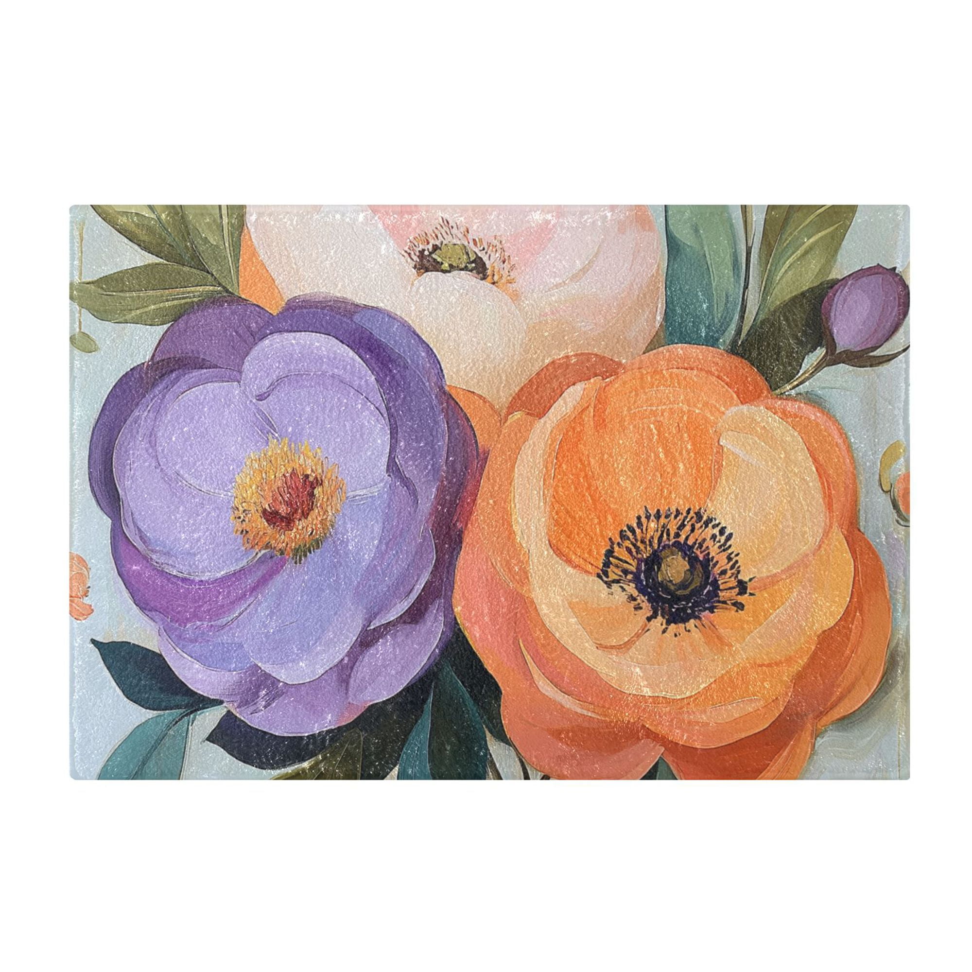 Yayeee Bath Rugs for Bathroom Floor Non Slip Non Skid Rectangle Soft Absorbent Bright Flowers Machine Washable Mat