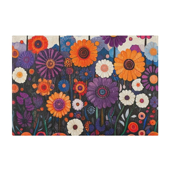 Yayeee Bath Rugs for Bathroom Floor Non Slip Non Skid Rectangle Soft Absorbent Purple Flowers Machine Washable Mat