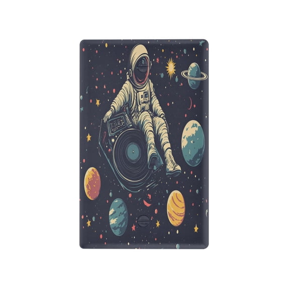 Yayeee Blank Wall Plate Cover 1-Gang 4.5"x2.7" Home Unused Decorative Outlet, Astronaut Space