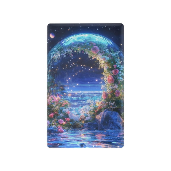 Yayeee Blank Wall Plate Cover 1-Gang 4.5"x2.7" Home Unused Decorative Outlet, Beautiful Floral Moon