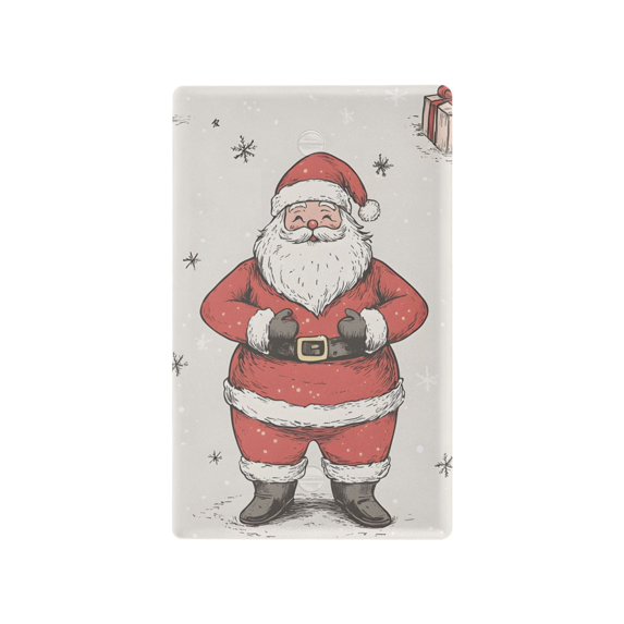 Yayeee Blank Wall Plate Cover 1-Gang 4.5"x2.7" Home Unused Decorative Outlet, Beige Christmas Santa