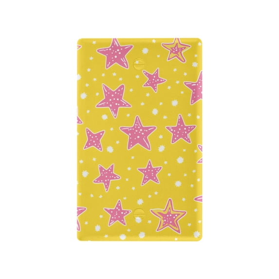 Yayeee Blank Wall Plate Cover 1-Gang 4.5"x2.7" Home Unused Decorative Outlet, Big Pink Stars Pattern