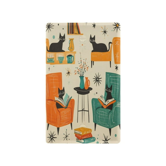 Yayeee Blank Wall Plate Cover 1-Gang 4.5"x2.7" Home Unused Decorative Outlet, Black Cats Reading