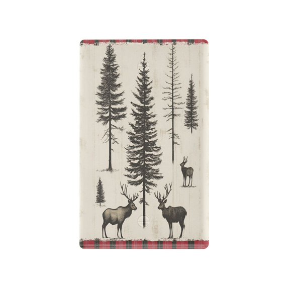 Yayeee Blank Wall Plate Cover 1-Gang 4.5"x2.7" Home Unused Decorative Outlet, Black Deer