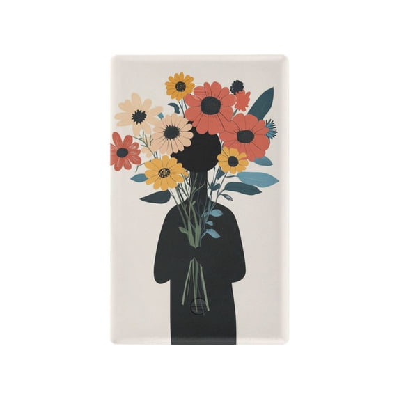 Yayeee Blank Wall Plate Cover 1-Gang 4.5"x2.7" Home Unused Decorative Outlet, Black Flowers