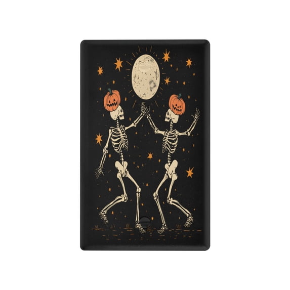 Yayeee Blank Wall Plate Cover 1-Gang 4.5"x2.7" Home Unused Decorative Outlet, Black Halloween Dancing