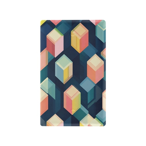 Yayeee Blank Wall Plate Cover 1-Gang 4.5"x2.7" Home Unused Decorative Outlet, Blue Cubes