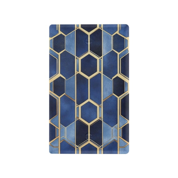 Yayeee Blank Wall Plate Cover 1-Gang 4.5"x2.7" Home Unused Decorative Outlet, Blue Hexagon Pattern