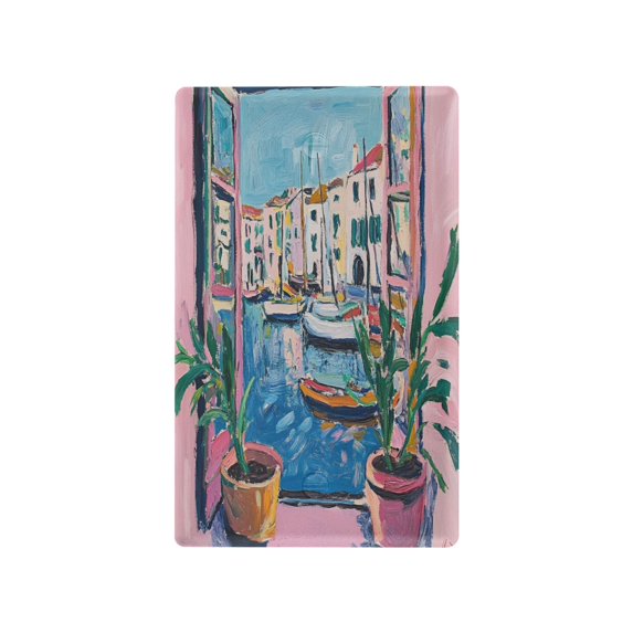 Yayeee Blank Wall Plate Cover 1-Gang 4.5"x2.7" Home Unused Decorative Outlet, Blue Plants Window